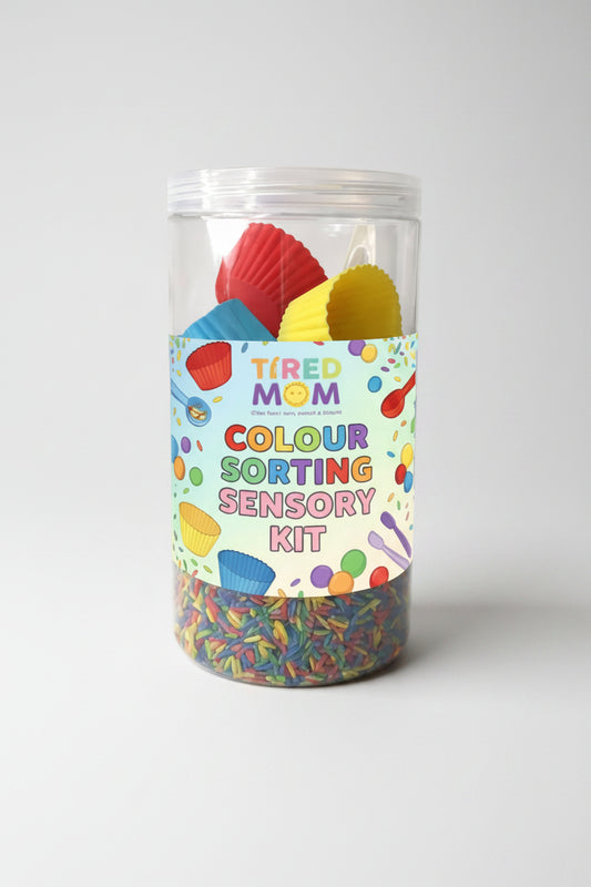 Compact color sorting sensory kit