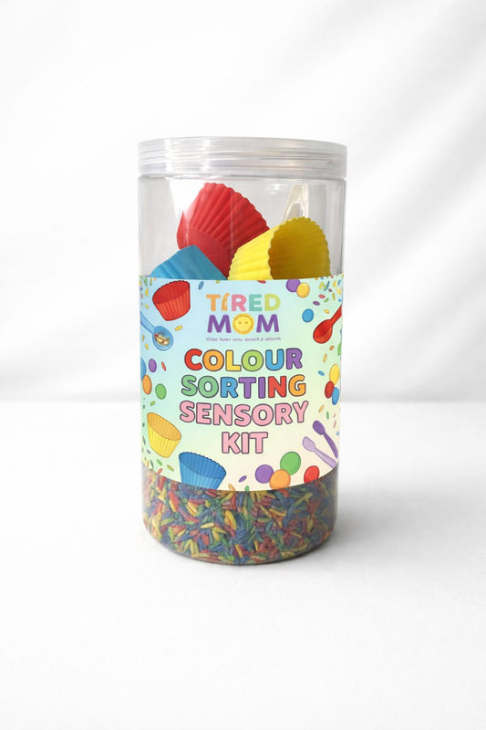 Compact color sorting sensory kit