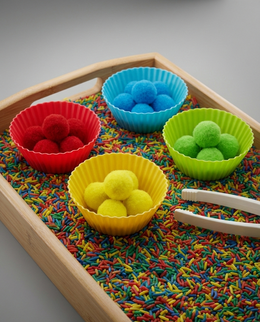 color sorting sensory tray