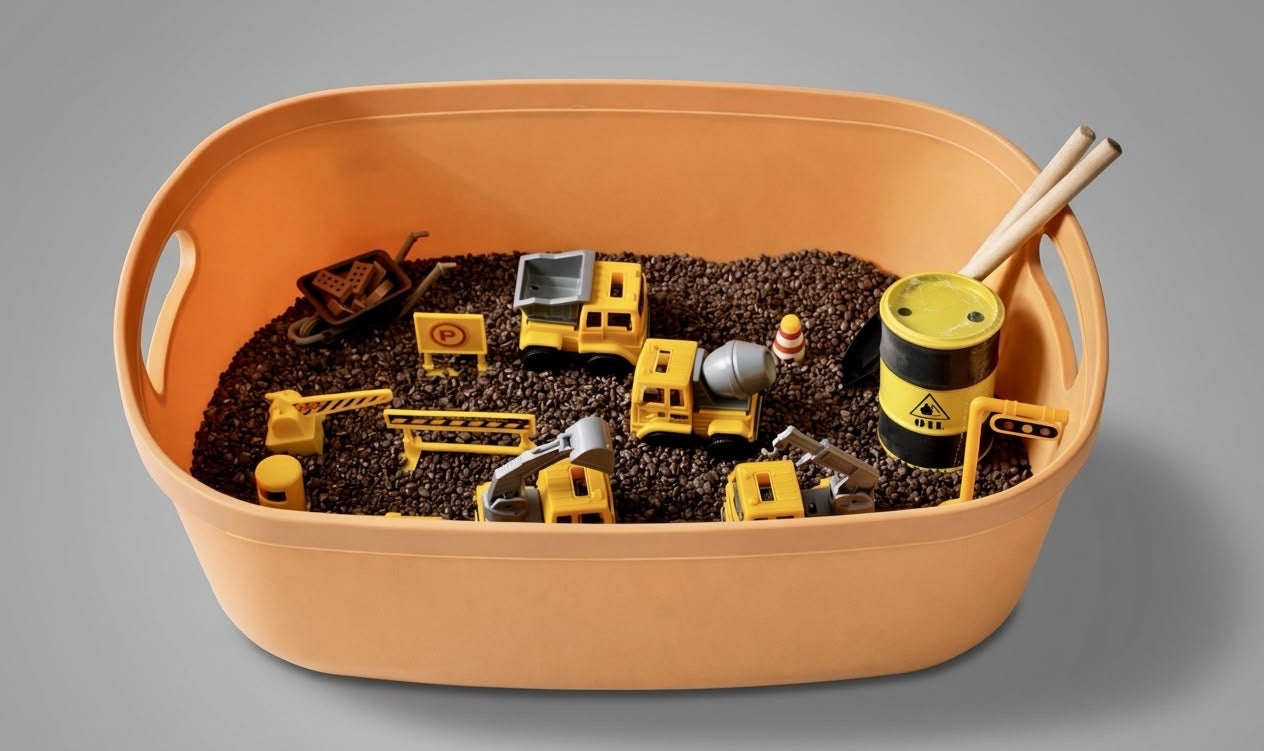 construction sensory bin