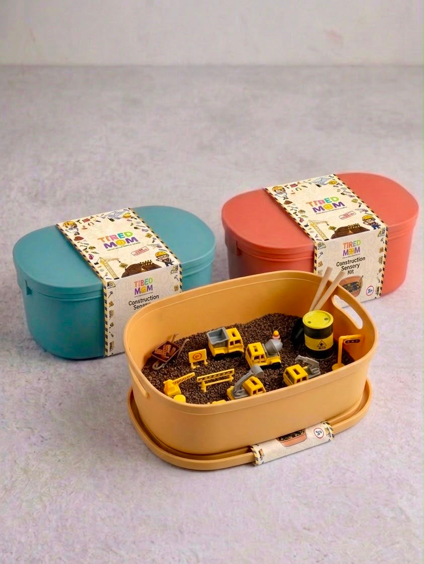 construction theme sensory bin